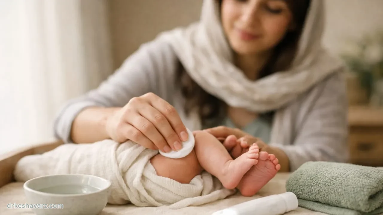 معاینهٔ نوزاد روی تخت معاینه